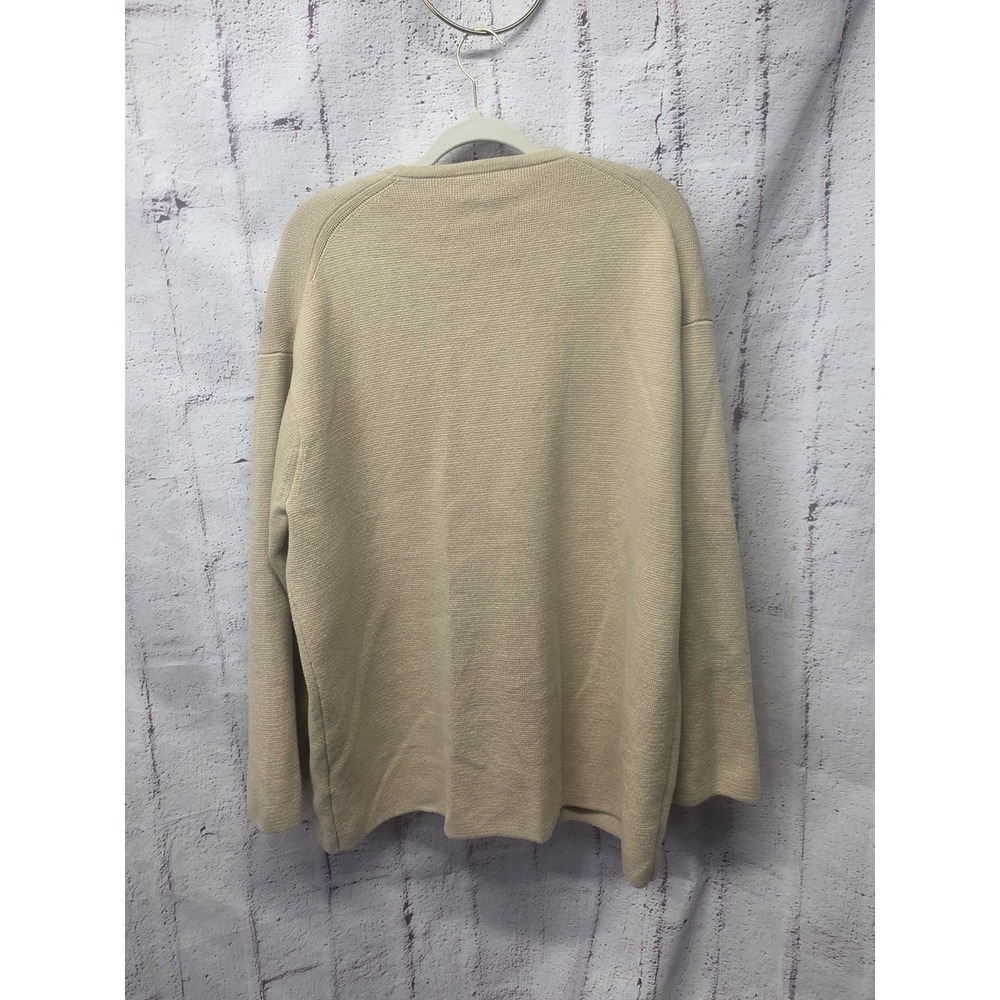 J.CREW V-neck Blazer Sweater Women's Size L Tan Oversized Golden Buttons Pockets - Picture 7 of 12